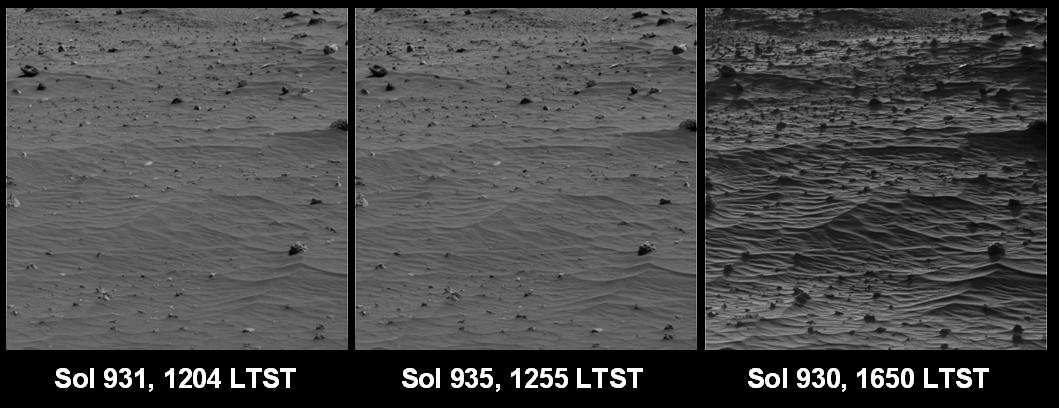 Shadows Draw Attention to Features of Mars Landscape Sand Ripples — Mars image from the NASA archive
