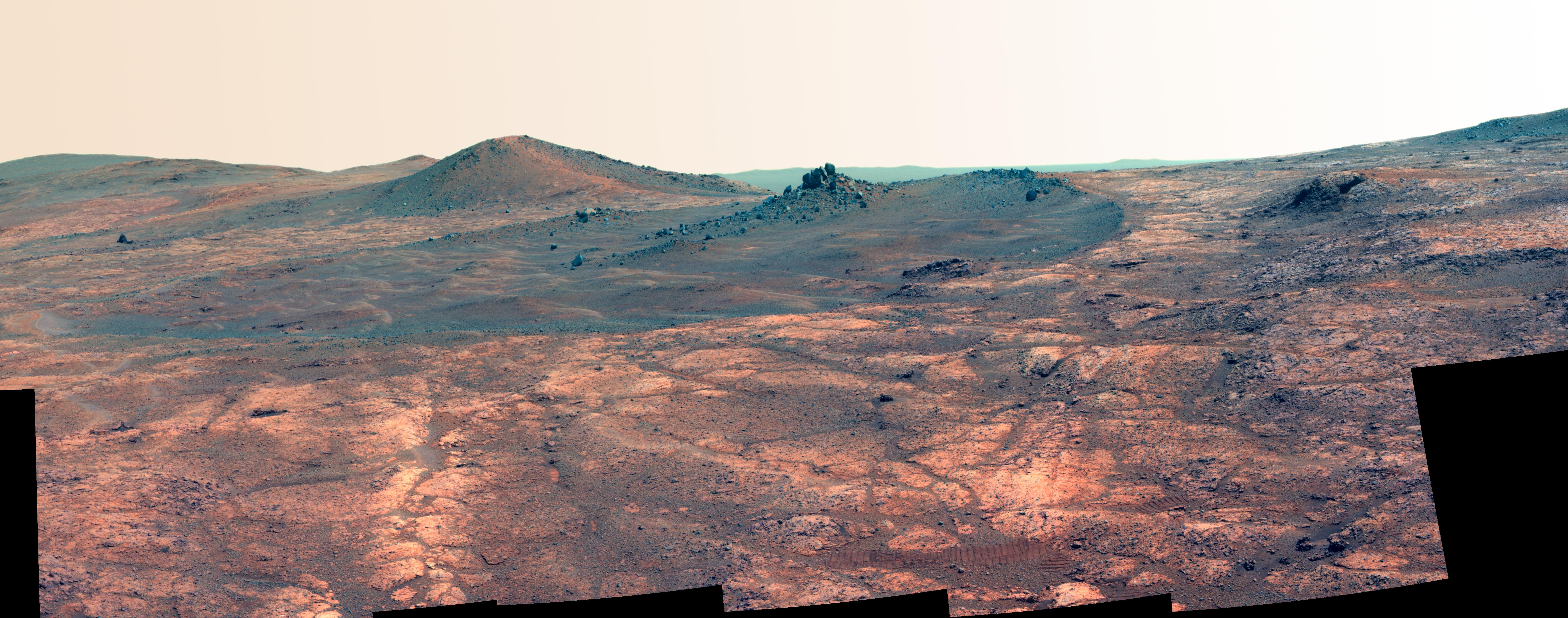 Rock Spire in Spirit of St. Louis Crater on Mars False Color — Mars image from the NASA archive