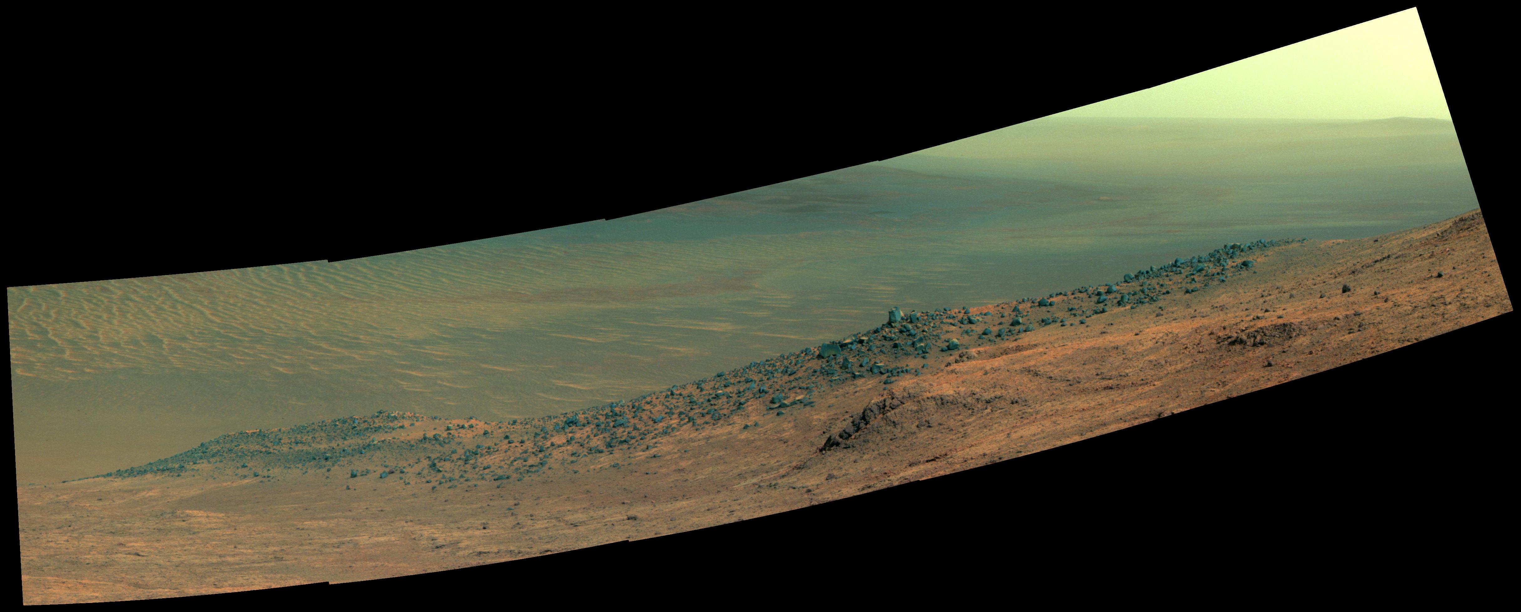 Mars Rover Opportunity Panorama of Wharton Ridge Enhanced Color — Mars image from the NASA archive