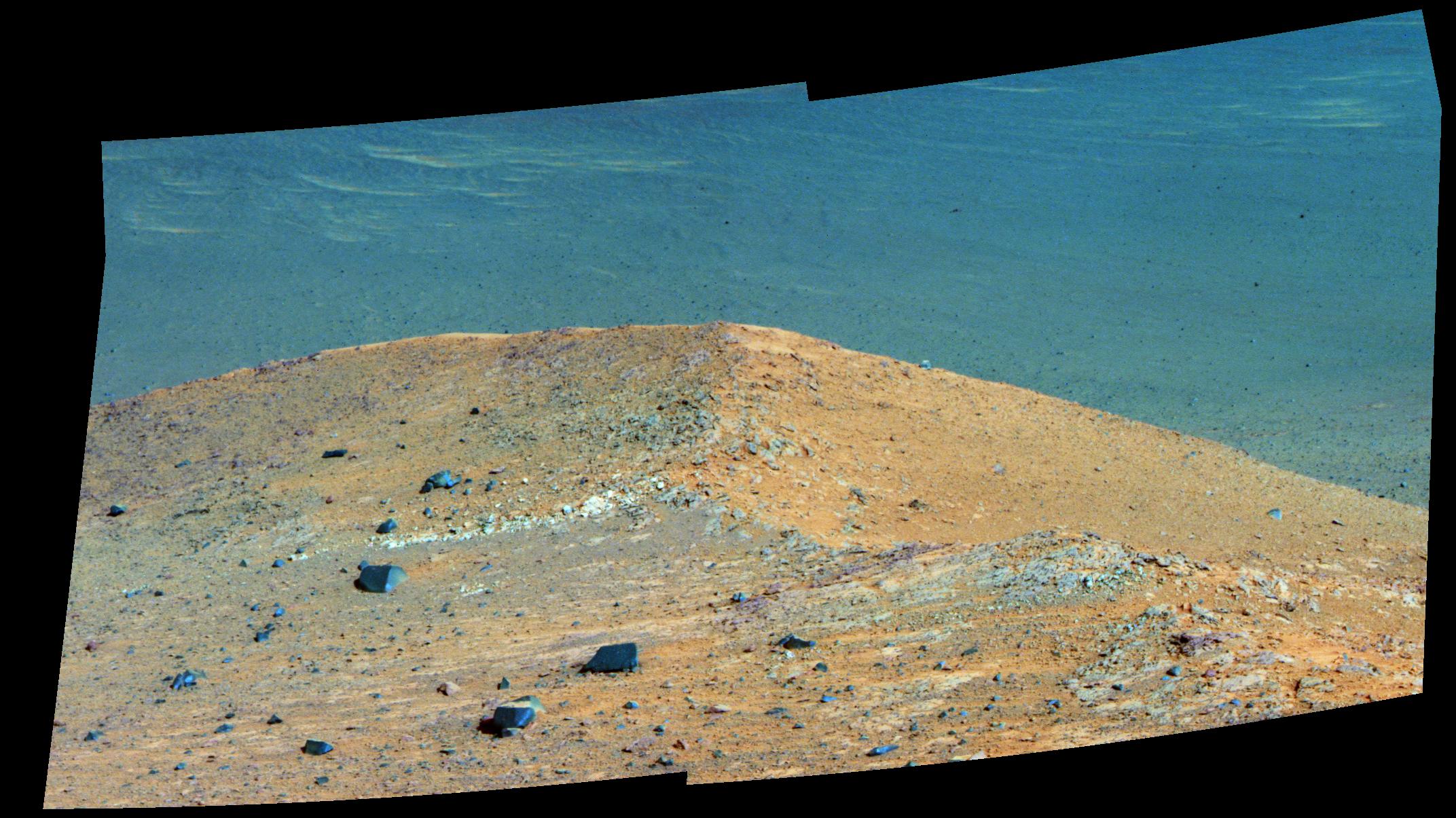 Spirit Mound at Edge of Endeavour Crater, Mars Enhanced Color — Mars image from the NASA archive